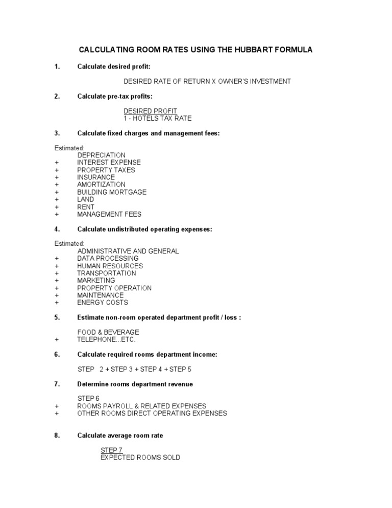 The Hubbart Formula Expense Net Income