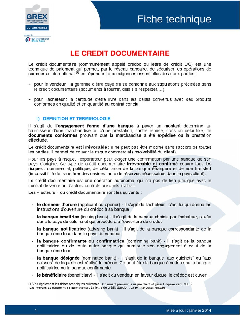 Credit Documentaire Et Lettre – Crédoc : explication du crédit ...