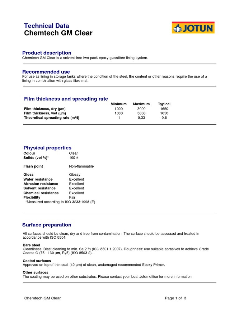 Chemtech GM Clear Technical Data Sheet | PDF | Epoxy | Paint