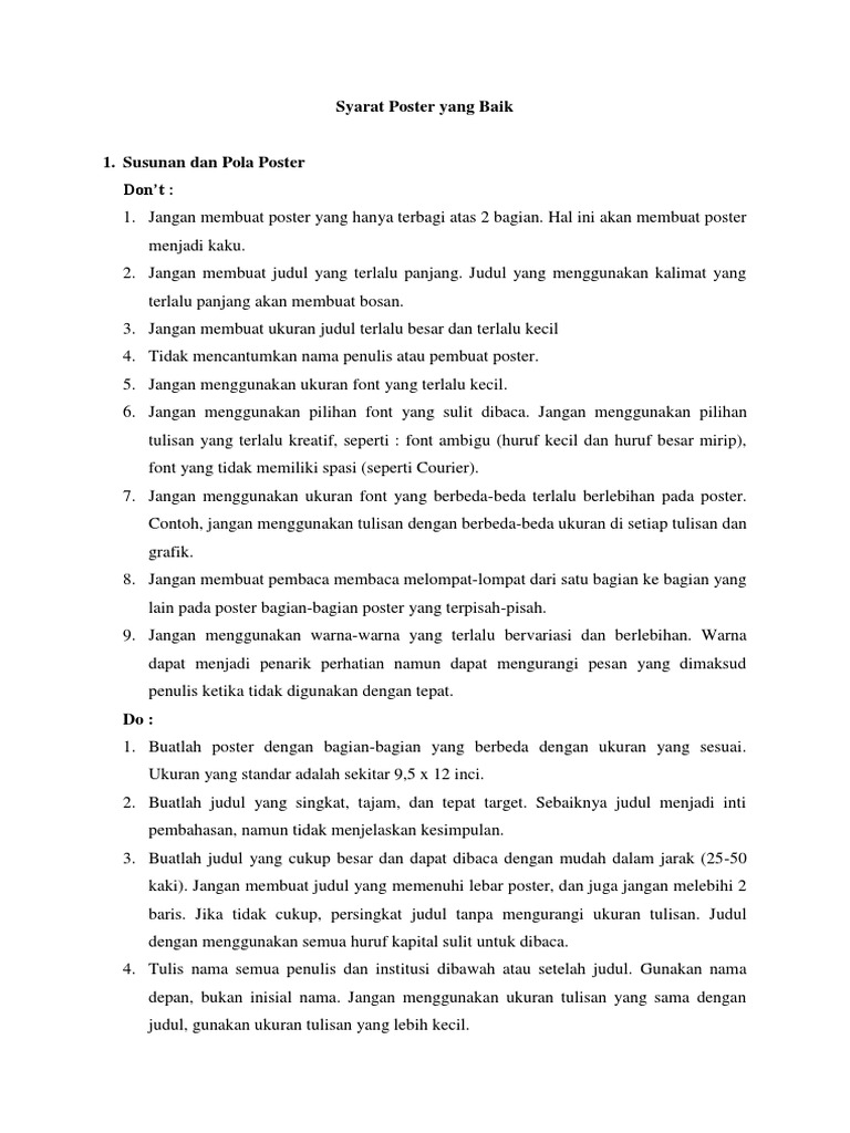 Syarat Poster Yang Baik