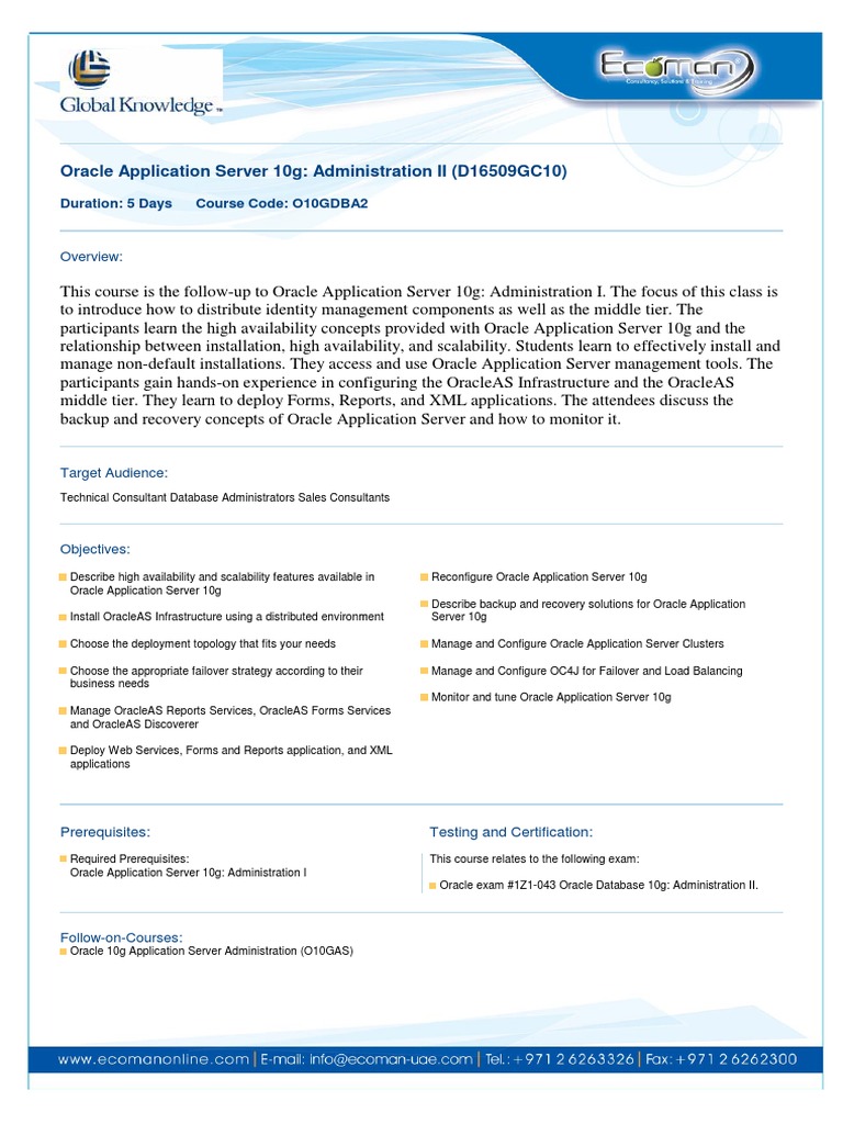 Oracle Application Server 10g Admin II | PDF