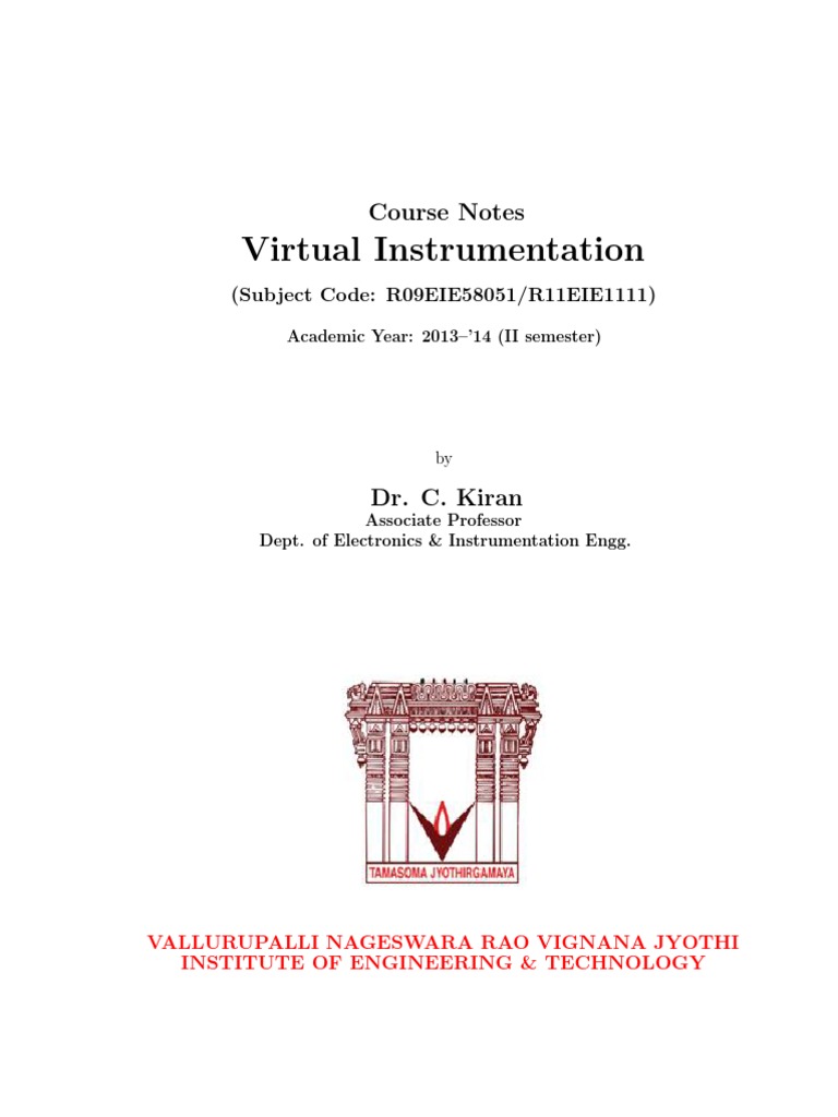 Virtual Instrumentation Course Notes | PDF | Scada | Spreadsheet