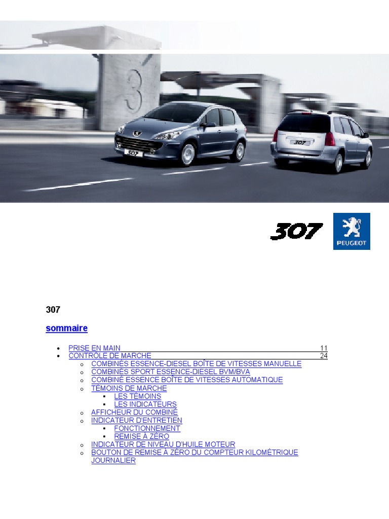Peugeot 307 (Oct 2007 Dec 2008) Notice Mode Emploi Manuel Guide PDF, PDF, Frein