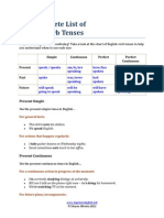 List of English Verb Tenses PDF