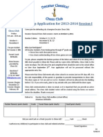 Membership Application For 2013-2014 Session I: Chess Club