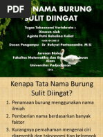 Tata Nama Burung Sulit Diingat