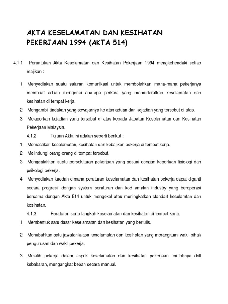 Akta Keselamatan Dan Kesihatan Pekerjaan 1994  PDF