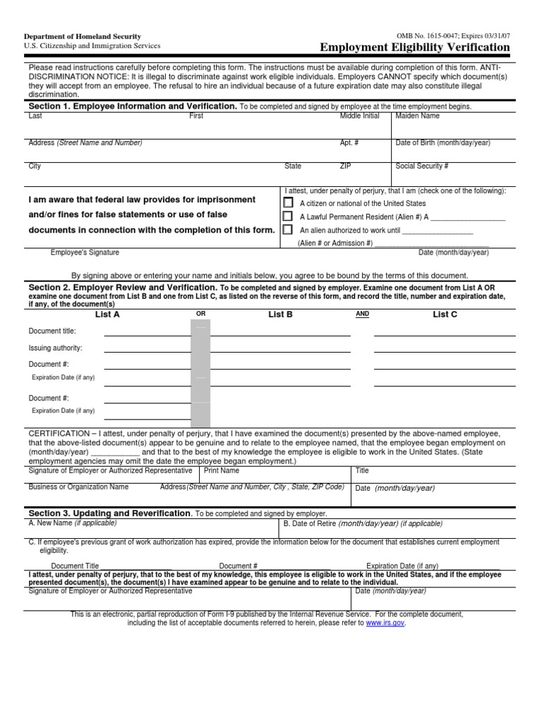 Interactive I9 Form from EchoSign (Employment Eligibility Verification