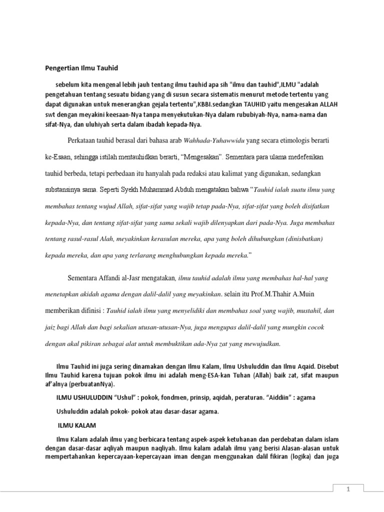 Pengertian Ilmu Tauhid Pdf