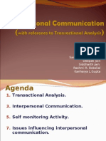Transactional Analysis - Reference to Personal Communication