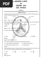 WBJEE 2014 Physics Question Paper with Solutions 