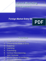 Intertnational Marketing Management - Foreign Market Entry Stratigies