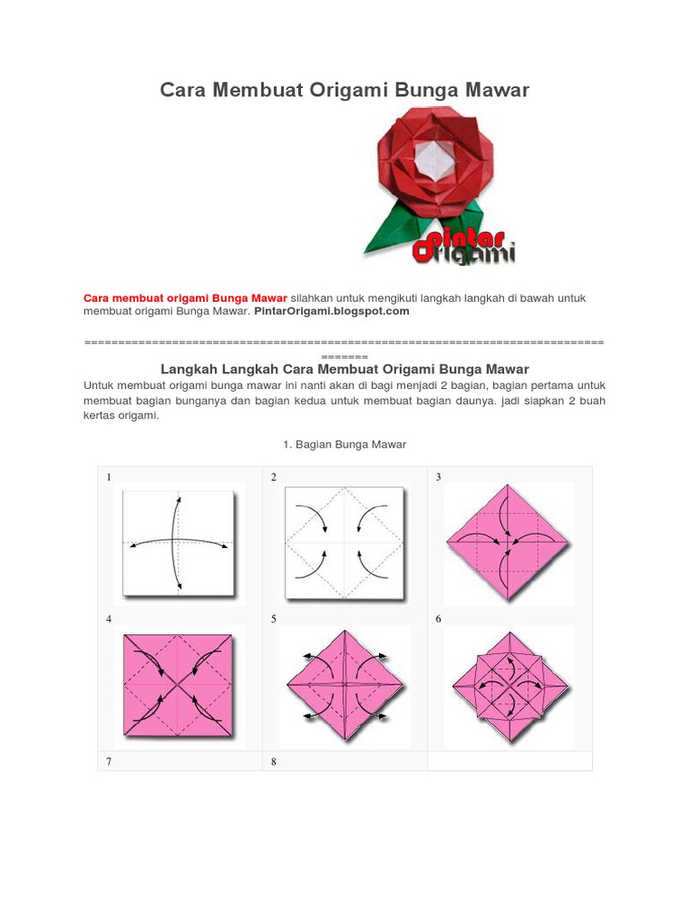 Cara Membuat Origami Bunga Mawar