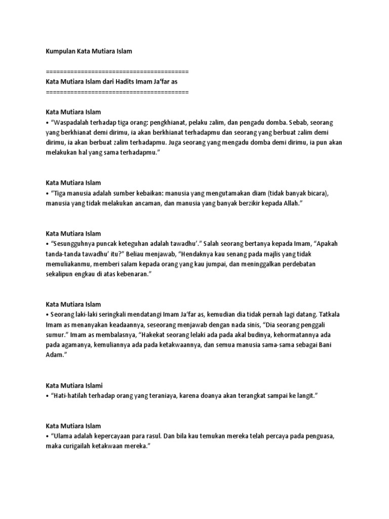 Kumpulan Kata Mutiara Islam Docx
