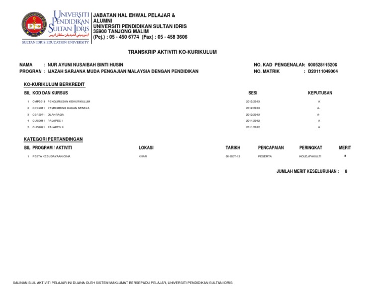 Student Transcript Report | PDF