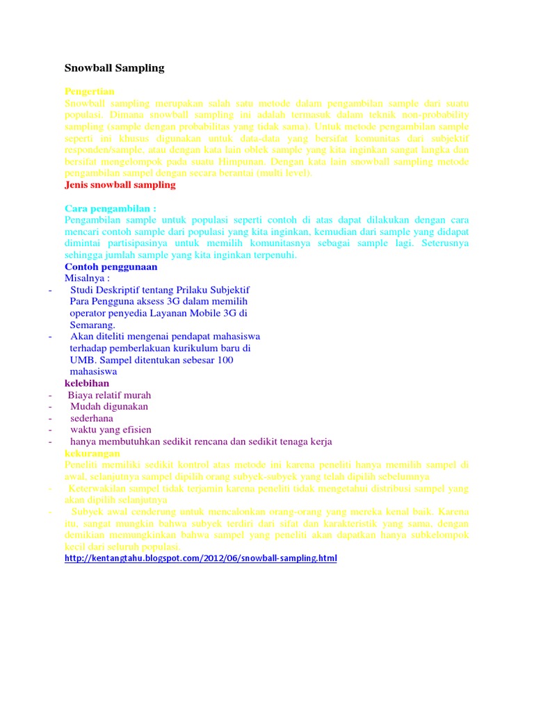 Metode dan Contoh Snowball Sampling | PDF