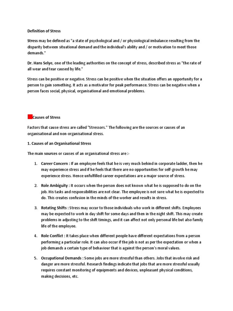 Understanding Stress: Definitions & Causes | PDF | Occupational Stress ...