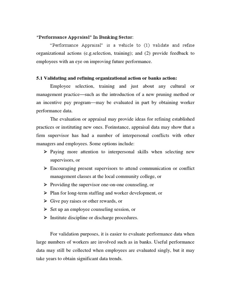 Performance Appraisal in Banking Sector | PDF | Business | Finance ...