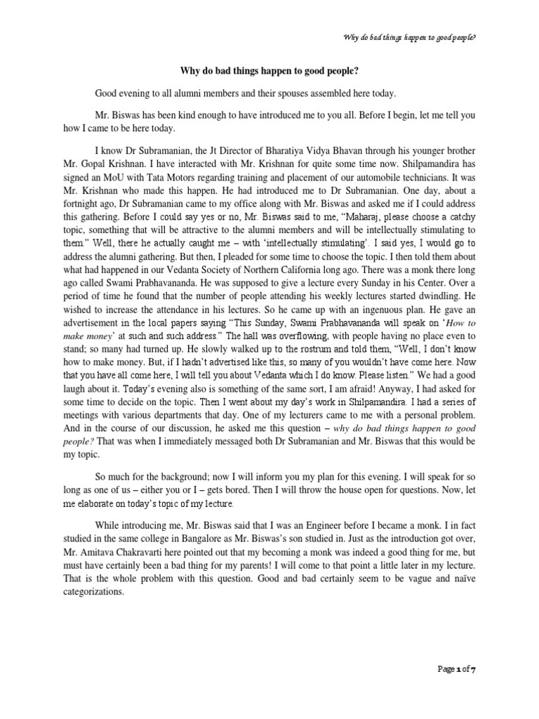 Why Do Bad Things Happen To Good People Pdf Yoga Karma