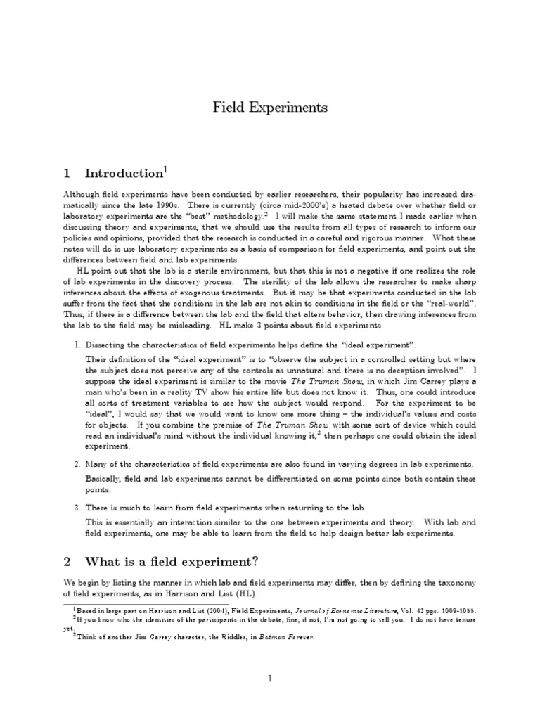 Field Experiments PDF Experiment Utility