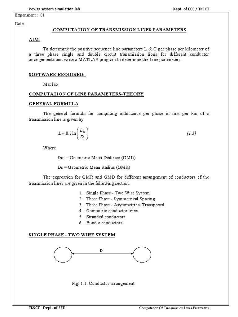 Transmission Line Parameter Computation | PDF | Transmission Line ...