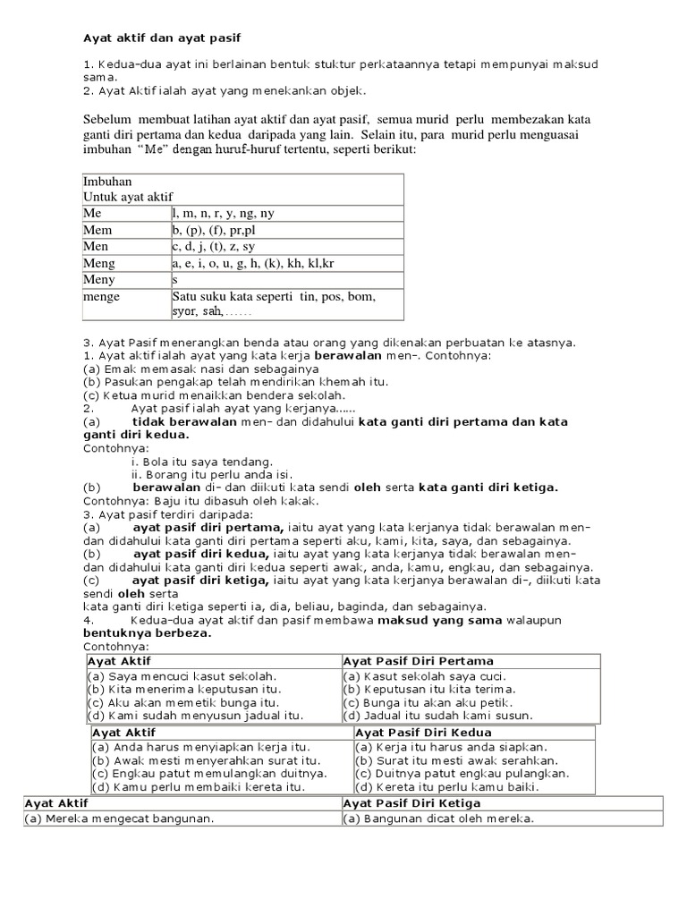 Ayat Aktif Dan Ayat Pasif Pdf