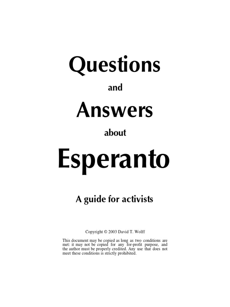 Questions and Answers About Esperanto | Grammatical Gender | English