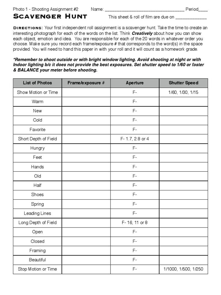 Scavenger Hunt | PDF