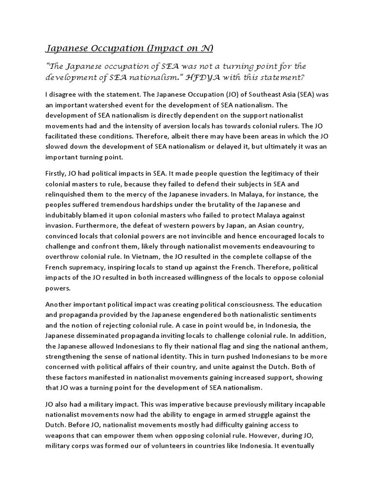 Japanese occupation essay image
