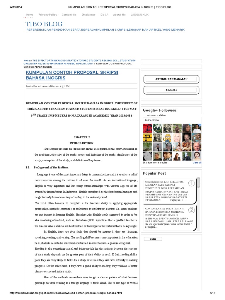 Contoh proposal bahasa inggris reading comprehension 06 picture