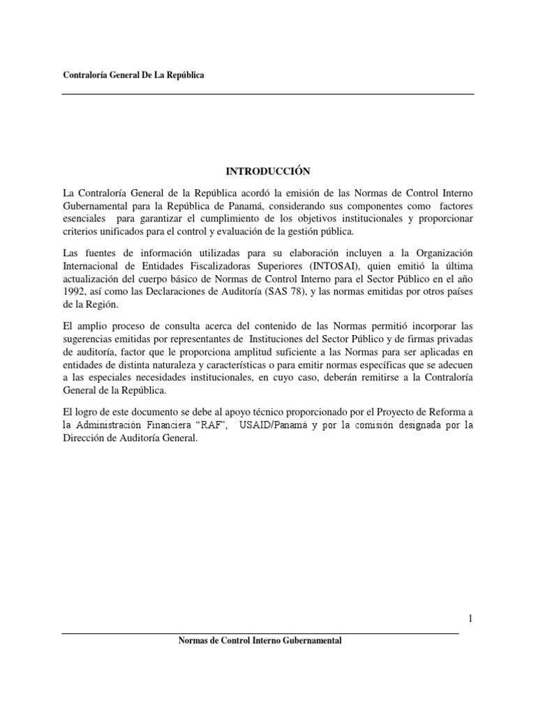 Normas de Control Interno Gubernamental Panamá | PDF | Presupuesto ...
