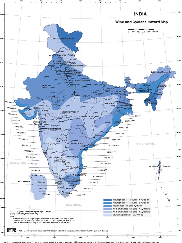 India Cyclone Hazard Zones Map | PDF