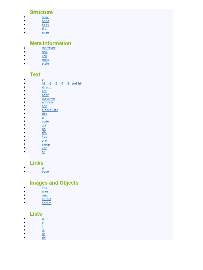 Essential HTML Tags and Structure Guide | PDF
