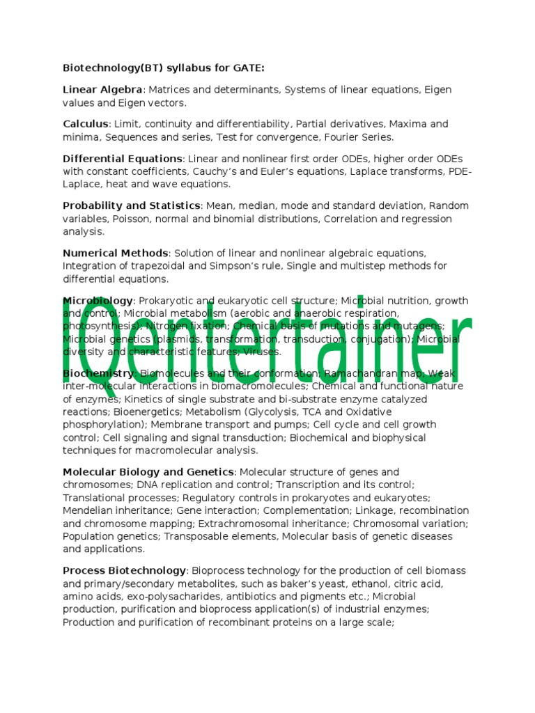 Biotechsyllabus GATE 2010 | PDF | Molecular Cloning | Molecular Biology