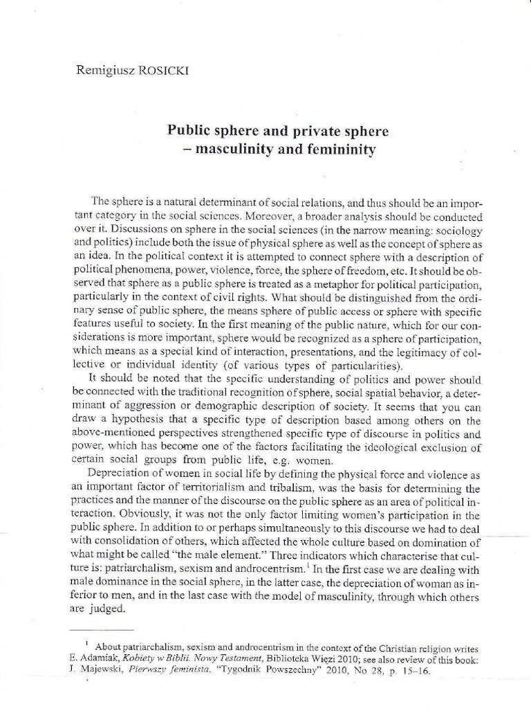 Public Sphere and Private Sphere Masculinity and FemininityLibre