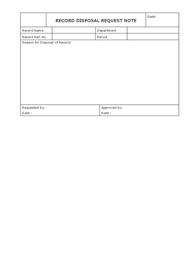 Record Disposal Request Form | PDF