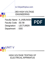 Ee 2353 High Voltage Engineering Faculty Name: A.JAIBUNISHA Faculty Code: EE 58 Designation: LECTURER Department: EEE