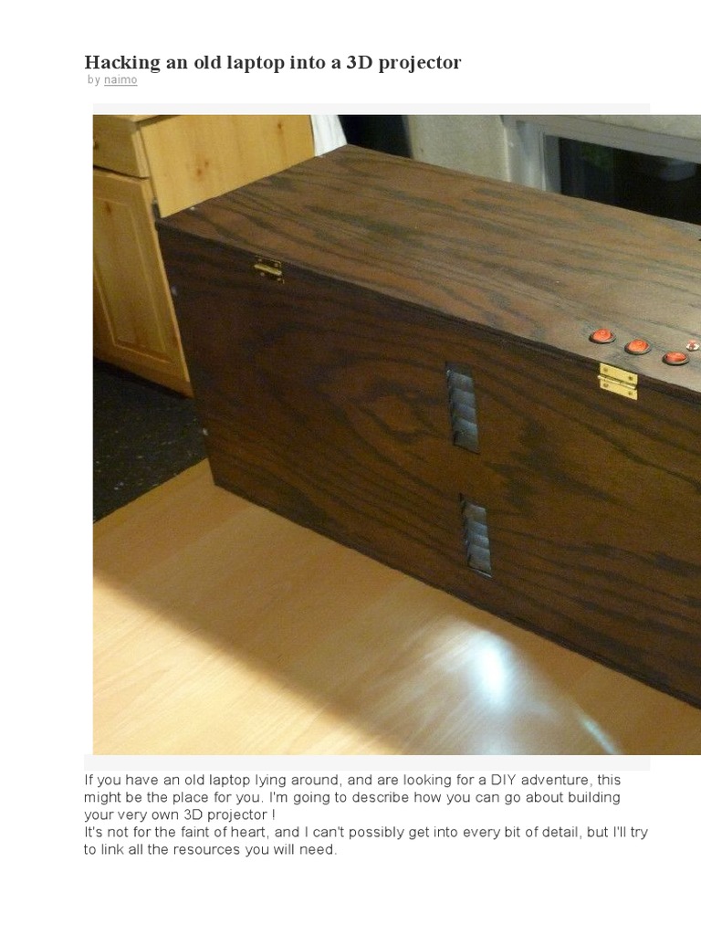 Hacking An Old Laptop Into A 3D Projector | Download Free PDF | Lens ...
