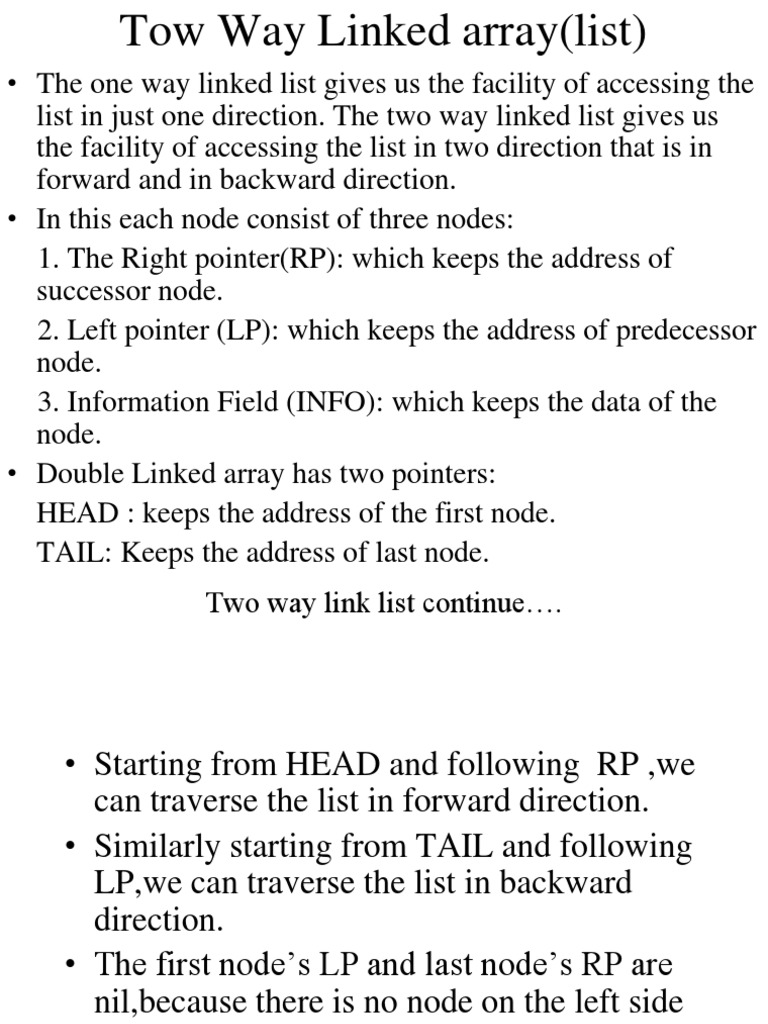 Two-Way Linked List Overview | PDF | Algorithms And Data Structures ...