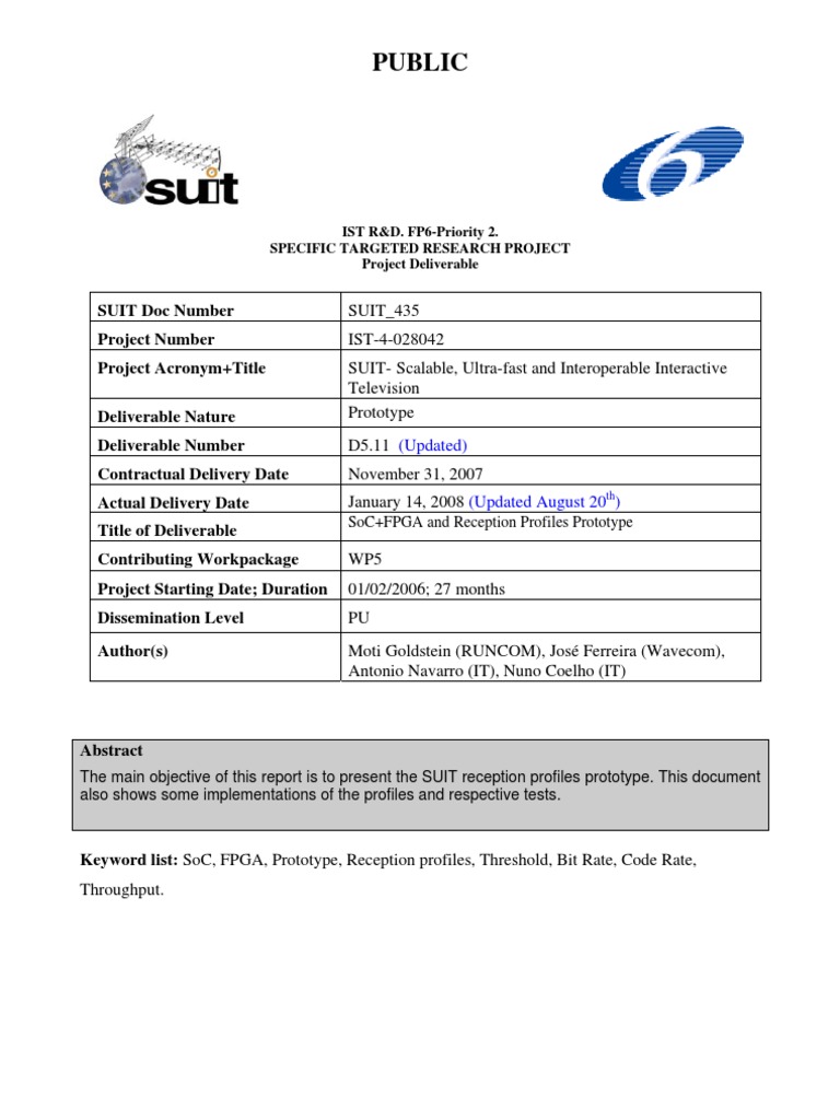 SUIT 435 WP5 D5.11 SoC+FPGA and Reception Profiles Prototype Updated ...