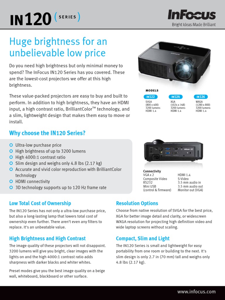 InFocus IN122 IN124 IN126 Datasheet en 14 | PDF | Display Resolution | Hdmi