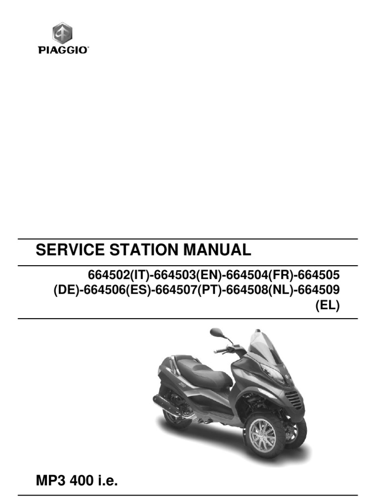 Piaggio MP3 400 Workshop Manual | Motor Oil | Transmission (Mechanics)