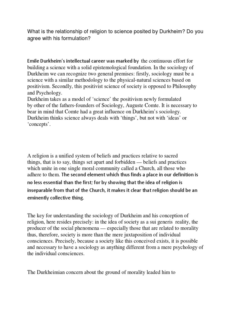 Durkheim's View on Religion and Society | PDF | Émile Durkheim | Positivism