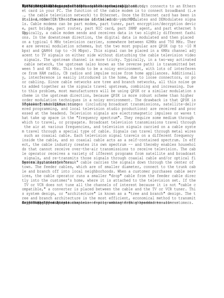 How Do Cable Modems Work PDF Cable Television Modem