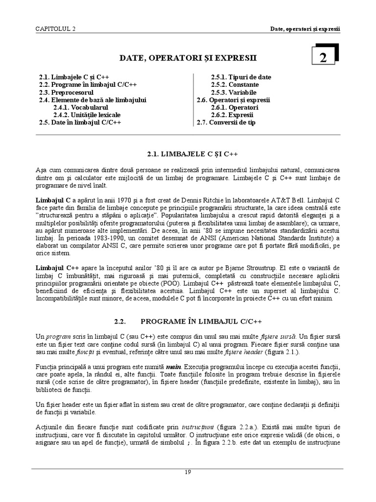 Date, Operatori Şi Expresii | PDF