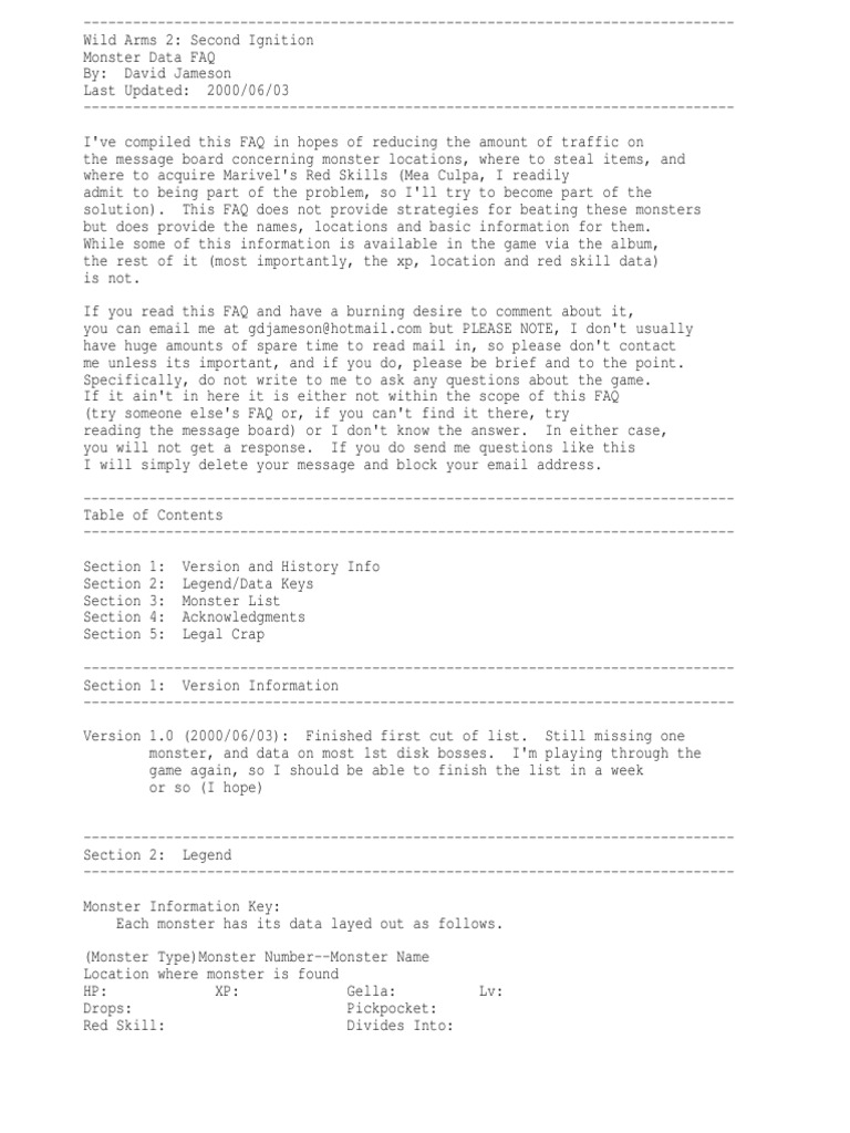 Wild Arms 2 Monsters | PDF | Internet Forum | Nature