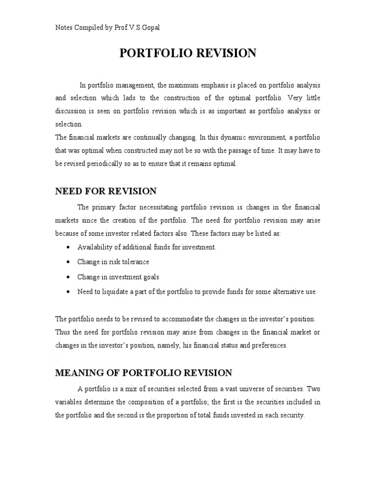 An Analysis of Portfolio Revision Strategies and Formula Plans for