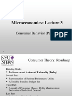 Microeconomics: Lecture 3: Consumer Behavior (Part I)