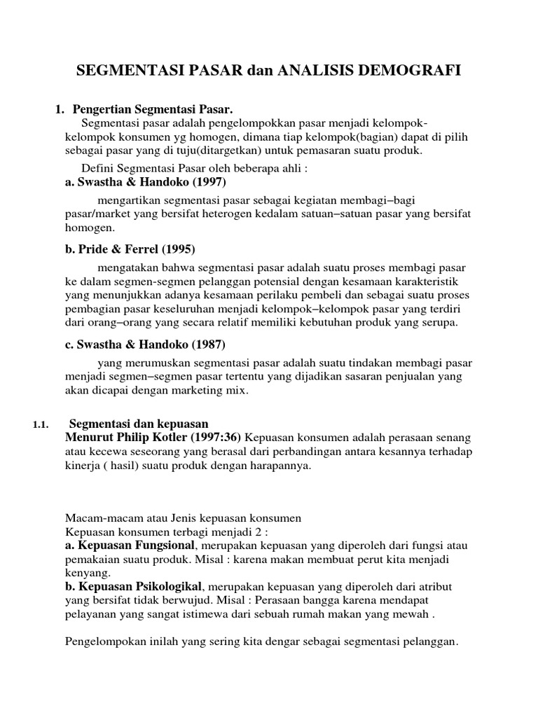 Segmentasi Pasar Dan Analisis Demografi