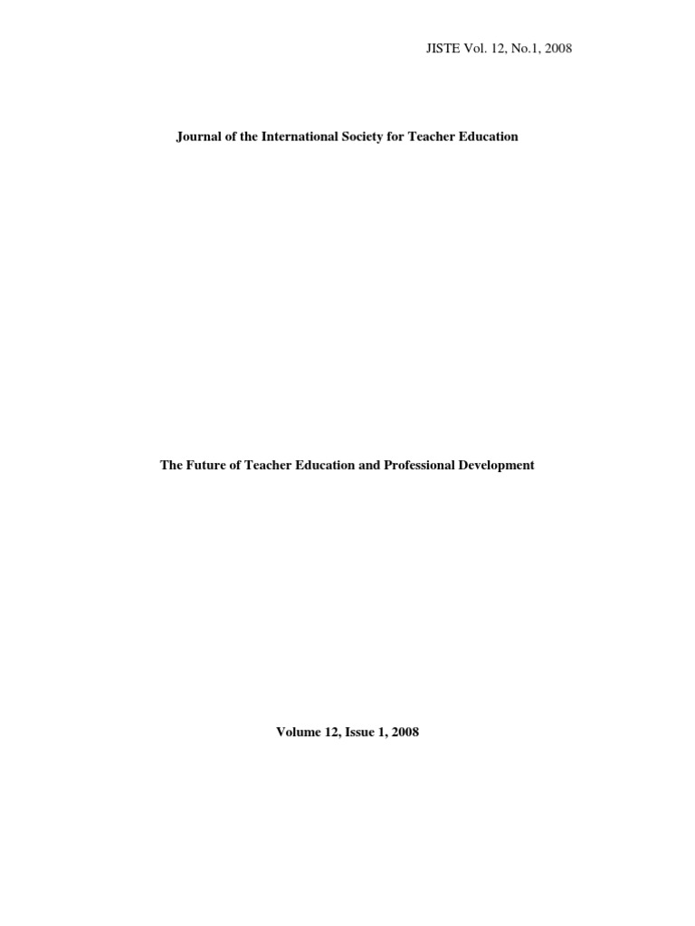 Journal of The International Society For Teacher Education: JISTE Vol ...